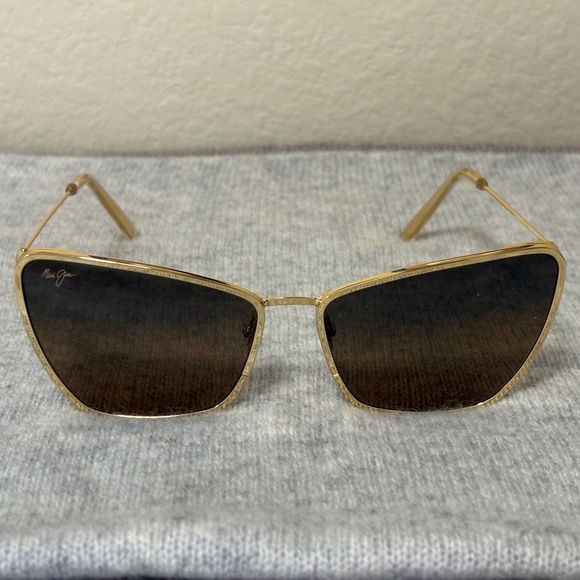 Maui Jim Puakenikeni MJ 823-16 Polarized Gold Metal Sunglasses w/ Case-NWOT main image 6